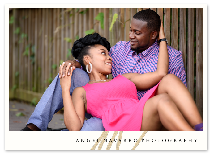 Embrace Loving Seated Posed Couple Engagement Session