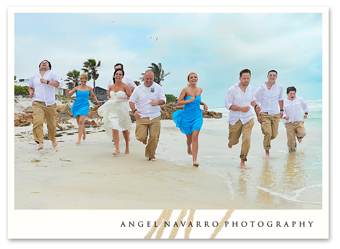 Wedding Party Running and Laughing