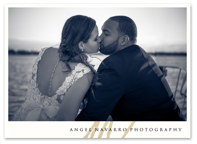 Romantic Wedding Kiss on Deck