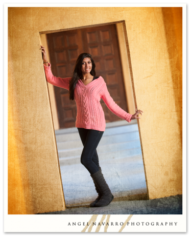 High School Girl in Yellow Doorway