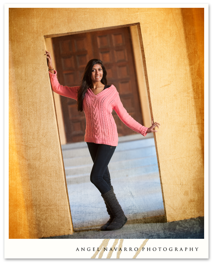 High School Girl in Yellow Doorway