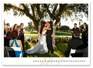 The altar kiss on wedding day.