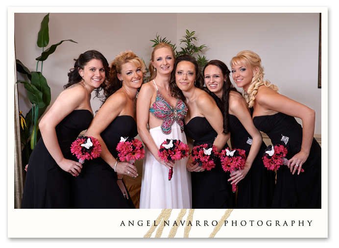 Bride and girls getting ready.