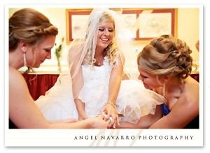 Bride in Dressing Room with Bridesmaids