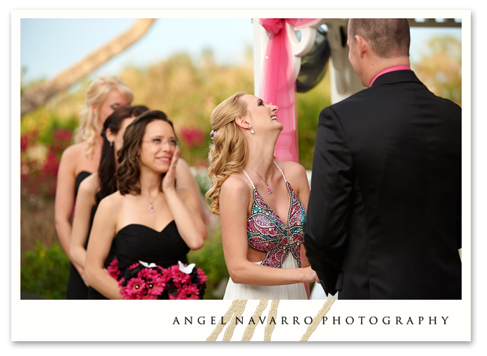 Bride chuckles with the groom.