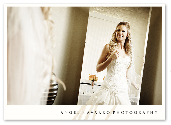 Bride looking in mirror - Sarasota Field Club - Sarasota