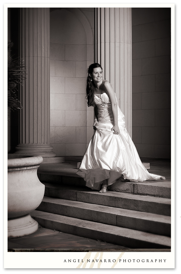 Bride in Gown Walking Down Steps Above In a desire to create a feeling of 