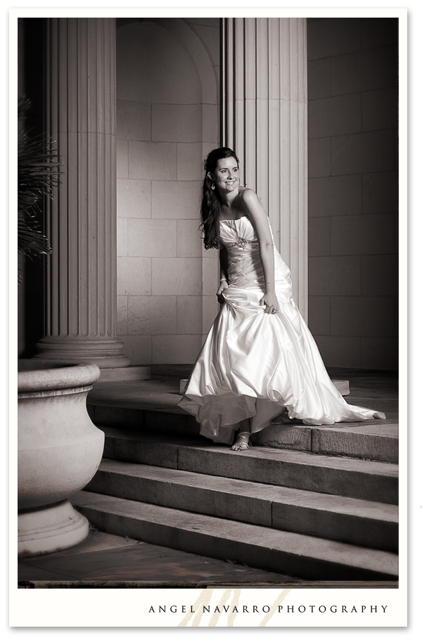 Bride in Gown Walking Down Steps Above In a desire to create a feeling of