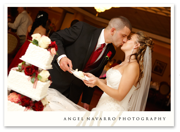 The cutting of the cake.