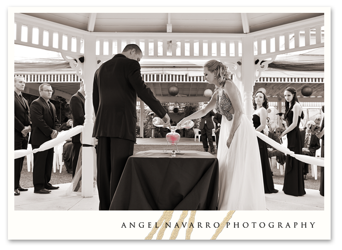 A wedding day unity ceremony at Mixon Farm.