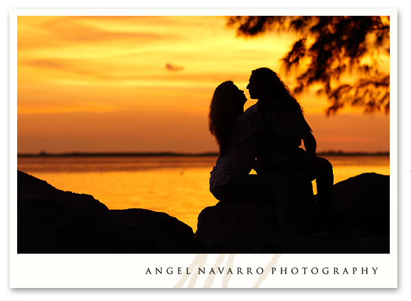 Incredible sun setting during an engagement portrait.