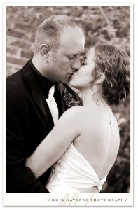 Kissing at the reception.