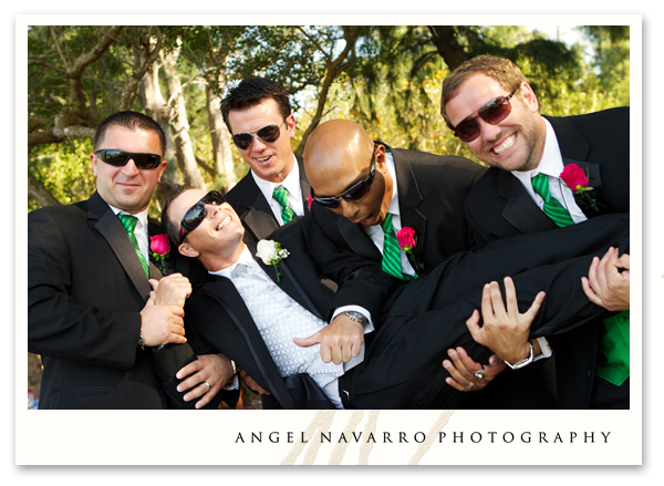 Funny groomsmen with the groom