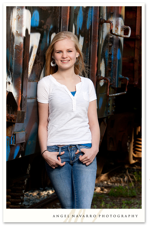 High School Senior Girl in Front of an Old Train