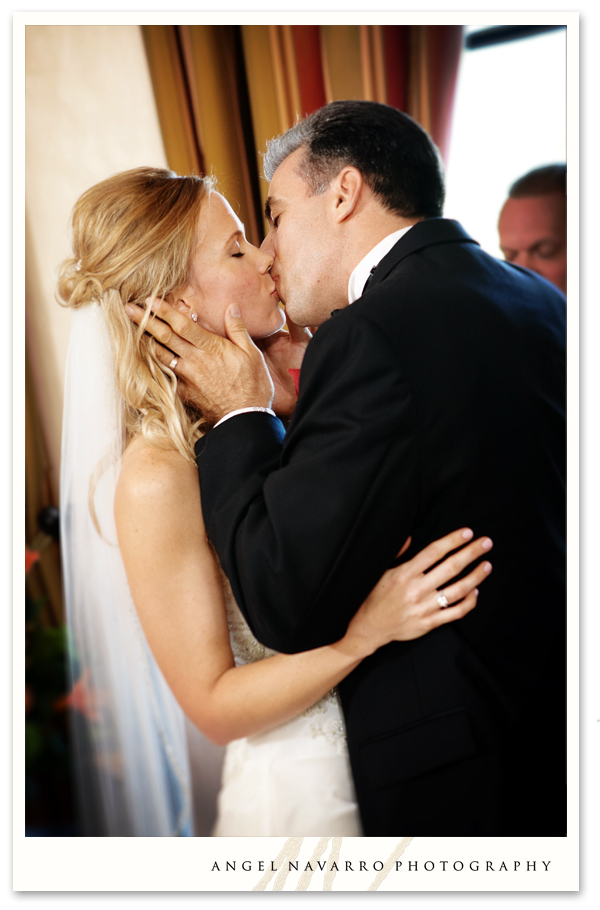The wedding altar kiss is the focal point of 