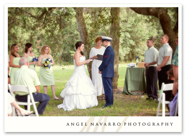 Outdoor military wedding bride altar