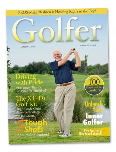 A professional portrait of a golfer for a magazine cover.