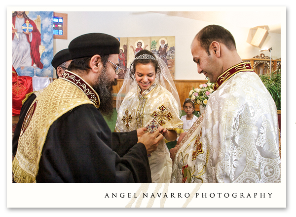 A wedding ceremony in a Christian Coptic style.