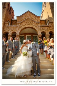 The groom and his bride exiting the church